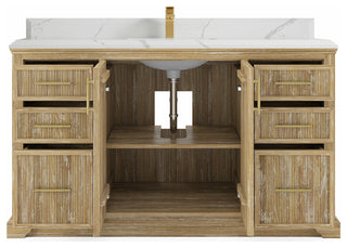 Alys Teak 60 Single Sink Bathroom Vanity Whitewashed 1.5" Calacatta Laza