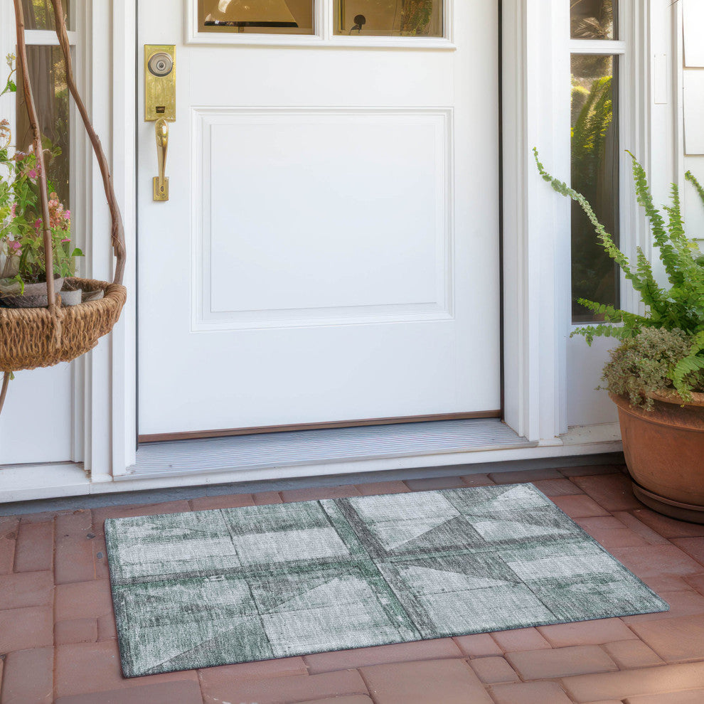 Machine Washable Indoor/Outdoor Chantille ACN1875 Sage 1'8" x 2'6" Rug