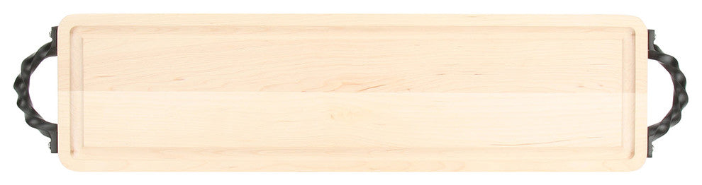 BigWood Boards Long Bread Board with Twisted Square Handles, Maple