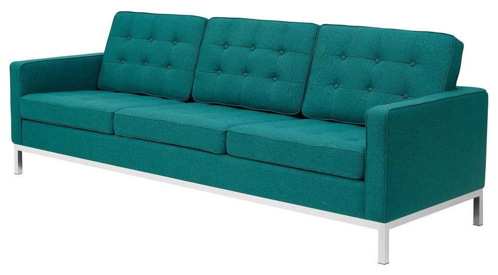 Modern Contemporary Urban Living Armchair and Sofa Set, Aqua Blue