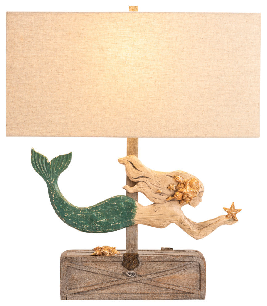 27"H Brown Resin Table Lamps With Tan Rectangle Shade, Set of 2