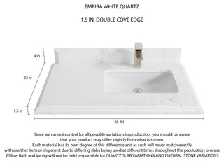 Boston 36 Right Offset Bath Vanity in Evergreen 1.5" Empira Quartz