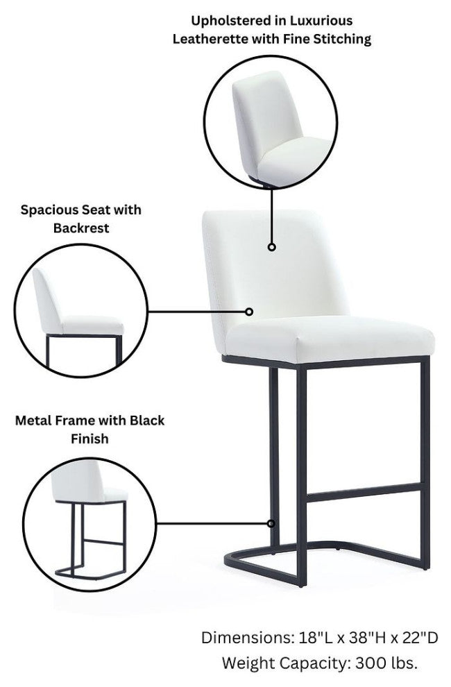 Manhattan Comfort Serena Counter Stool, White, Set of 3