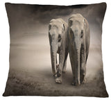 Elephant Pair in Motion Animal Throw Pillow, 16"x16"