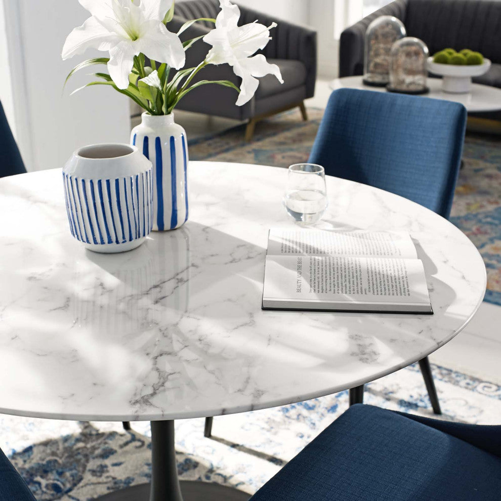 Lippa 47" Round Artificial Marble Dining Table by Modway