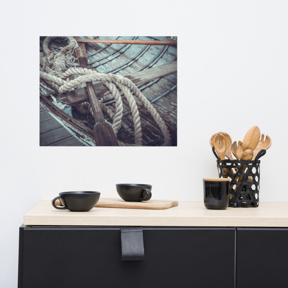 Vintage Boat Oars and Ropes Nautical Photo Loose Wall Art Prints, 16" X 20"