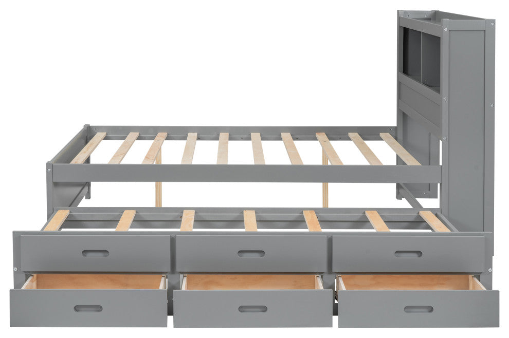 Gewnee Full Size platform bed with trundle