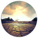 Cracked Drought Land With Sunshine, Landscape Round Metal Wall Art, 23"