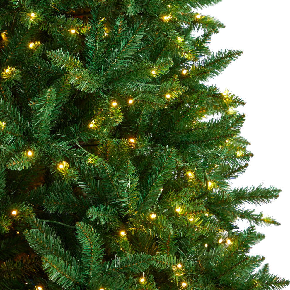 9' Green Valley Fir Faux Xmas Tree W/ 800 Clear Lights & 2093 Bendable Branches
