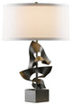 Gallery Twofold Table Lamp, Dark Smoke Finish, Natural Anna Shade