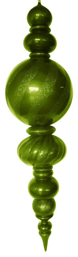 60" Jumbo Lime Green Finial Ornament With Lime Green Glittered Stripes