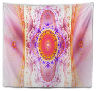 Cabalistic Pink Fractal Design Abstract Wall Tapestry, 39"x32"