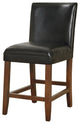 Benzara BM195060 24" Bar Stool With Faux Leather Padded Seat, Black and Brown
