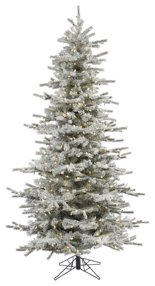 Vickerman A895090 12' Flocked Utica Fir Slim Artificial Christmas Tree Unlit