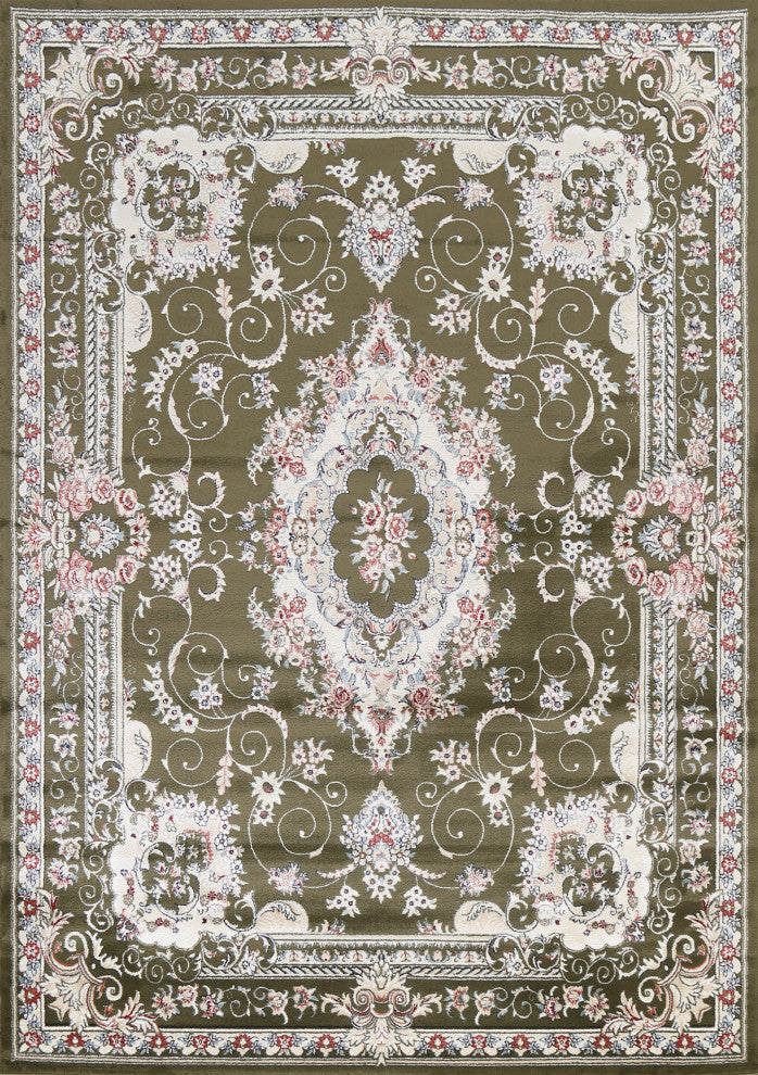 Green Floral Medallion Transitional Turkish Rug Oriental Carpet 8x10