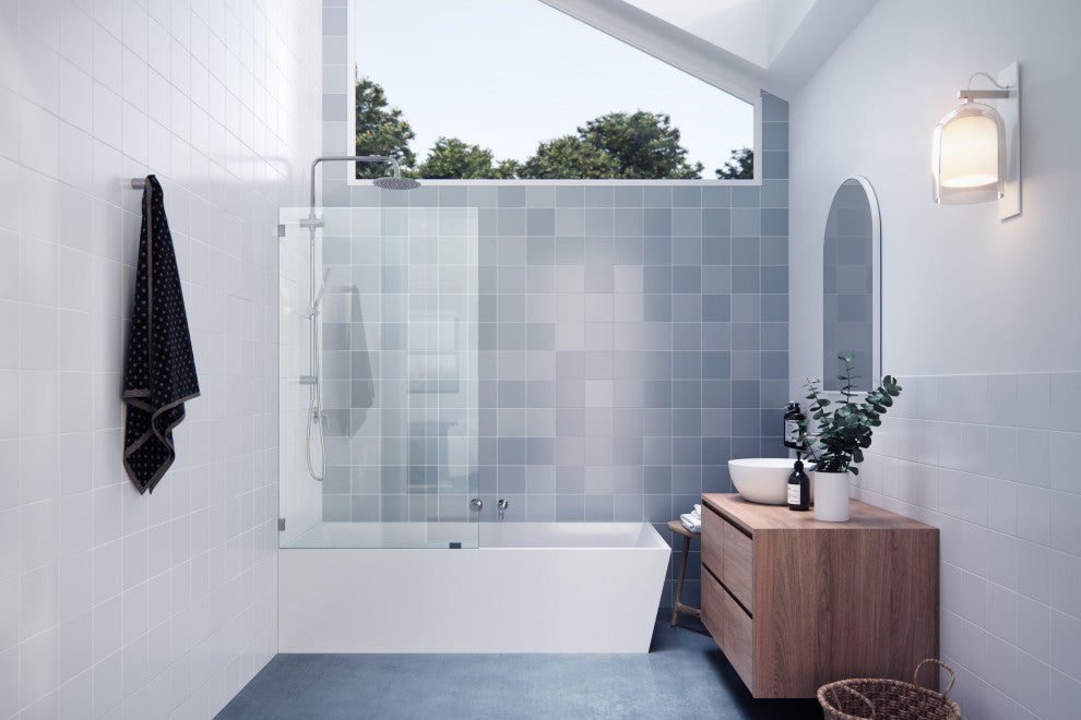 58.25"x34" Frameless Shower Bath Fixed Panel, Polished Chrome