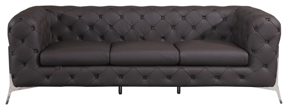 Angelica Italian Leather Sofa, Brown