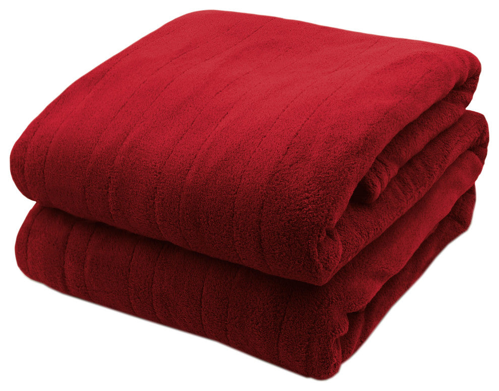 Pure Warmth Microplush Electric Heated Warming Throw Blanket Claret Red