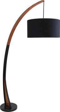 Noah Mid-Century Modern Floor Lamp With Walnut Wood Frame and Marble Base