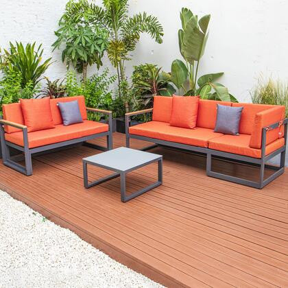 LeisureMod CSLBL-80OR-BU Chelsea Adjustable Headrest&Coffee Table Cushions