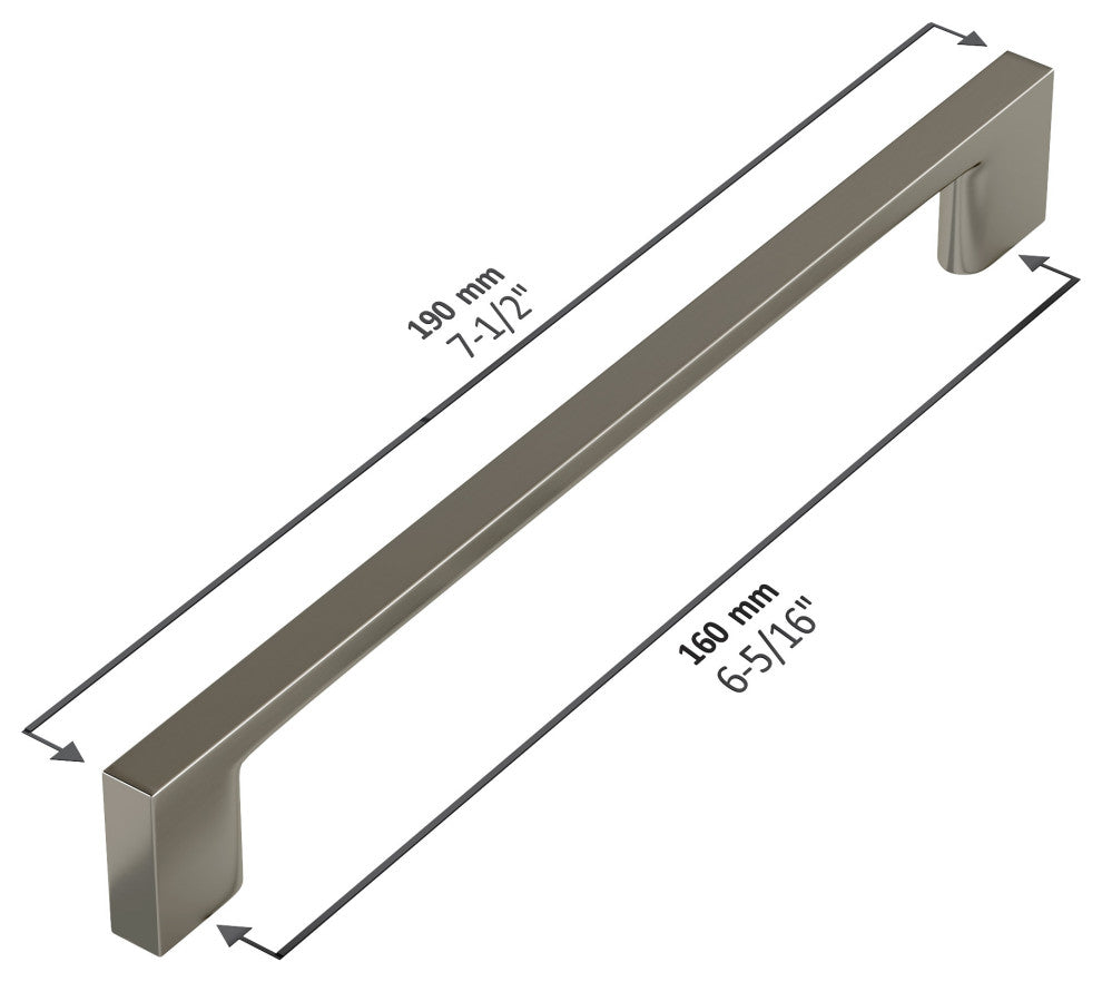 Dowell Series 3008 Handles, 160mm/6.3" CTC, 10-Pack, Brushed Nickel
