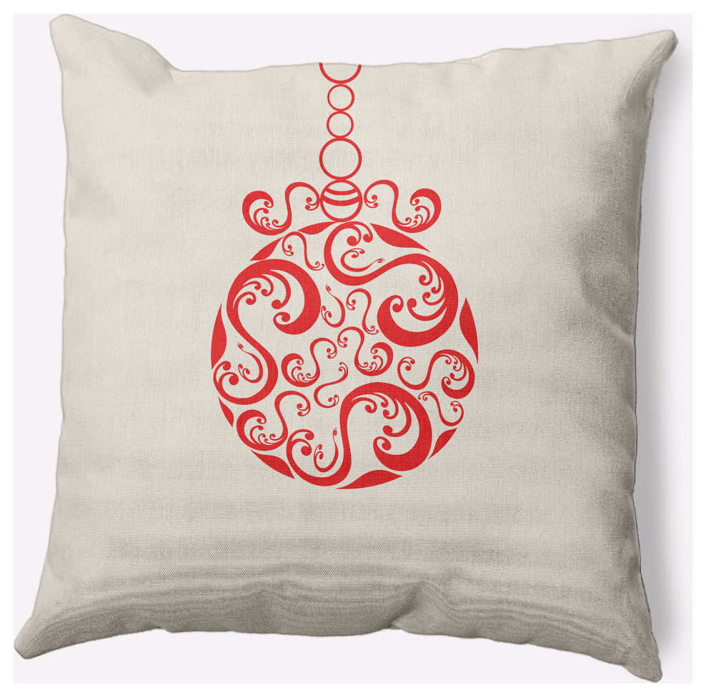 Fancy-Bulb Decorative Throw Pillow, Red, 16"x16"