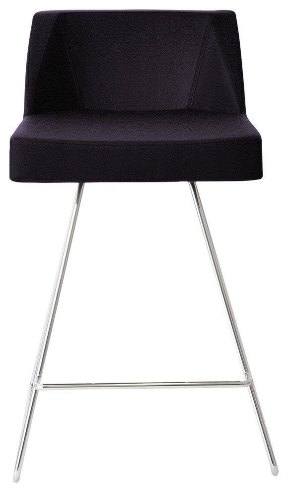 Prisma Wire Stools, Chrome Base, Black Leatherette
