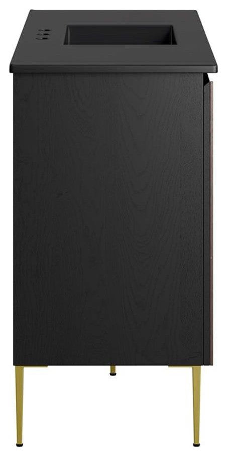 Modway Alchemist 48" Single Sink Modern Wood Bathroom Vanity in Black