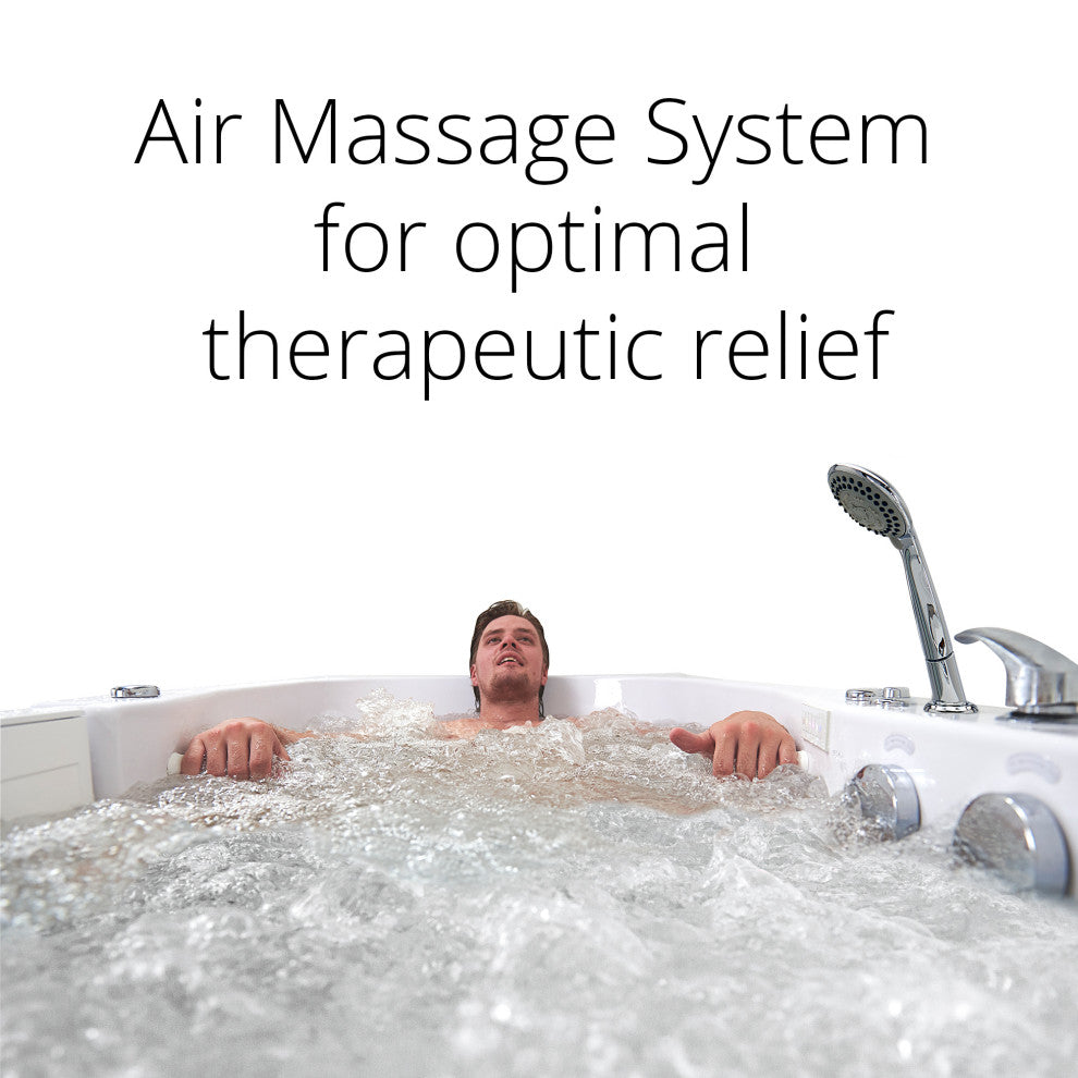 Ella Shak 36"x72" Air + Hydro + Foot Massage Walk-In tub, Outward Door, 2 Drains, 5 Piece Fast Fill Faucet, Right Drain