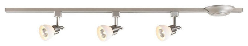 Brushed Nickel With Frosted Glass 3-Light Linear Track Lighting Kit