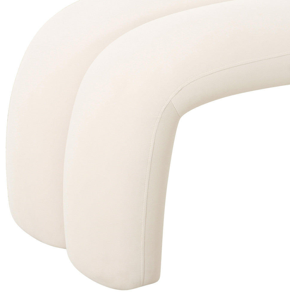 Leigh Cream Velvet Channeled Bench - Cream