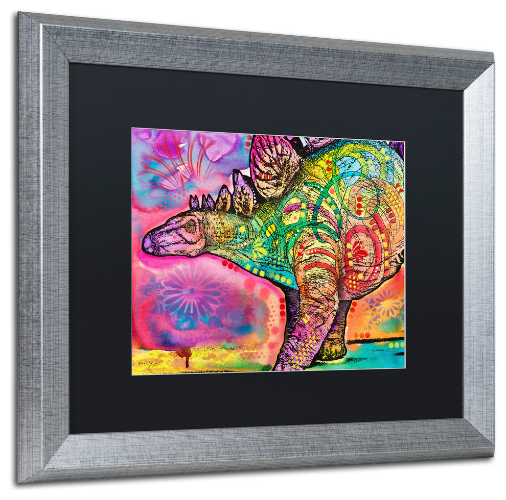 Dean Russo 'Stegosaurus' Matted Framed Art, Silver Frame, Black Mat, 20x16