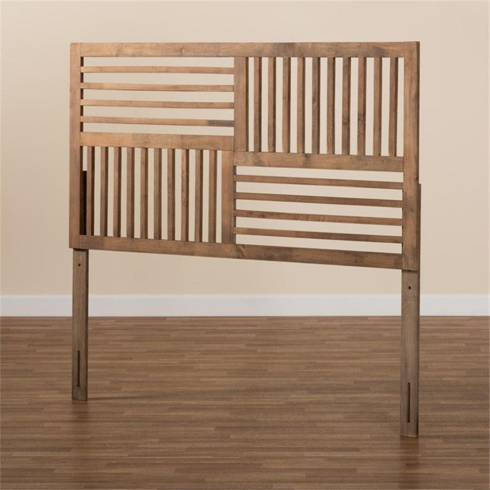Bowery Hill Modern Rubber Wood Queen Size Headboard in Ash Walnut