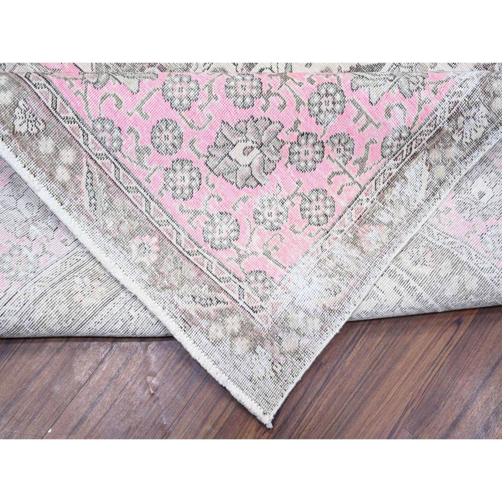 Blush Pink Vintage Tebraz Wool Hand Knotted Oversized Oriental Rug 11'3"x15'9"
