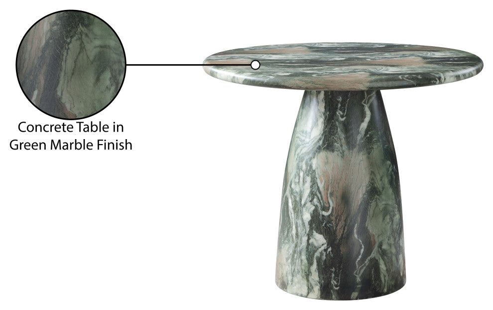 Cosenza Concrete Dining Table, Green, 36" W X 36" D X 30" H, Marble Finish