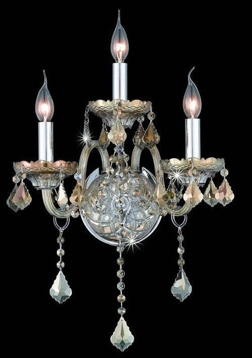 Elegant Verona Wall Sconce, Golden Teak Finish With Royal Cut Crystal