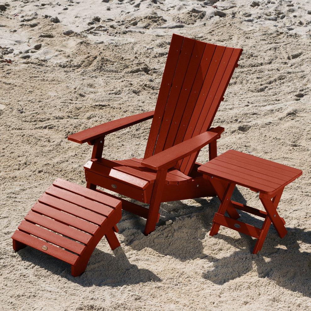 Manhattan 3-Piece Beach Adirondack Set, Rustic Red
