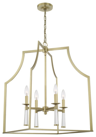 Crystorama 8864-AG, 4-Light Chandelier, Aged Brass
