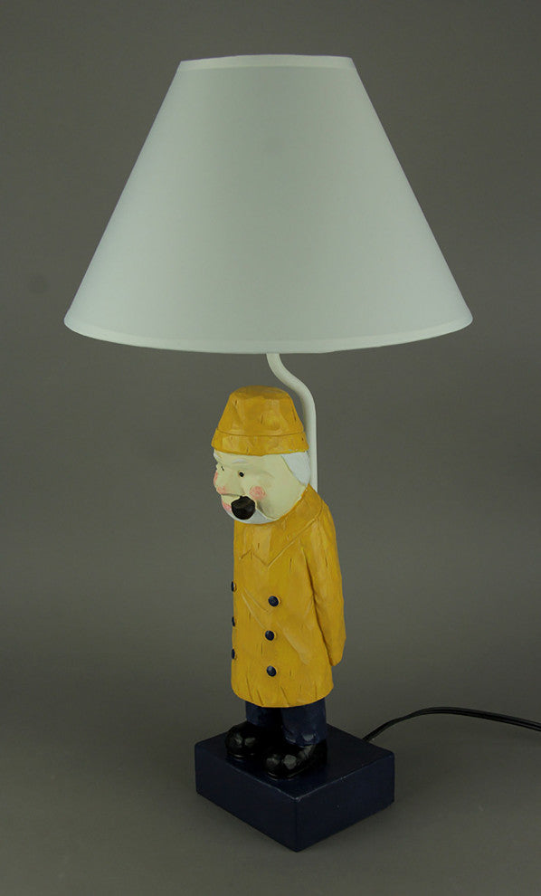 Carved Wood Look Yellow Sea Captain Table Lamp