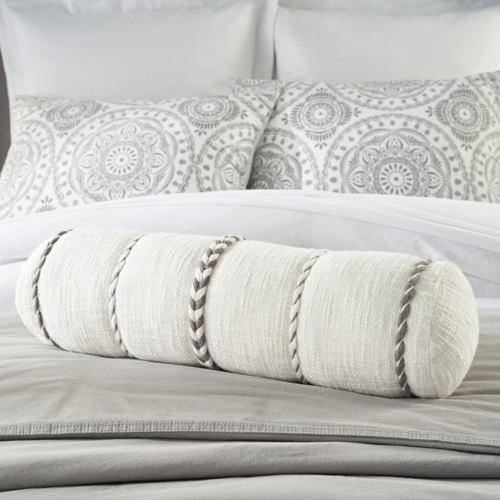 Mina Victory SH037 Throw Pillow, Grey, 6" X 20"