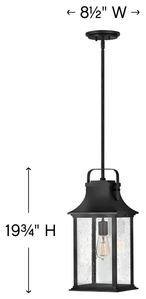 Hinkley Grant Medium Hanging Lantern, Textured Black