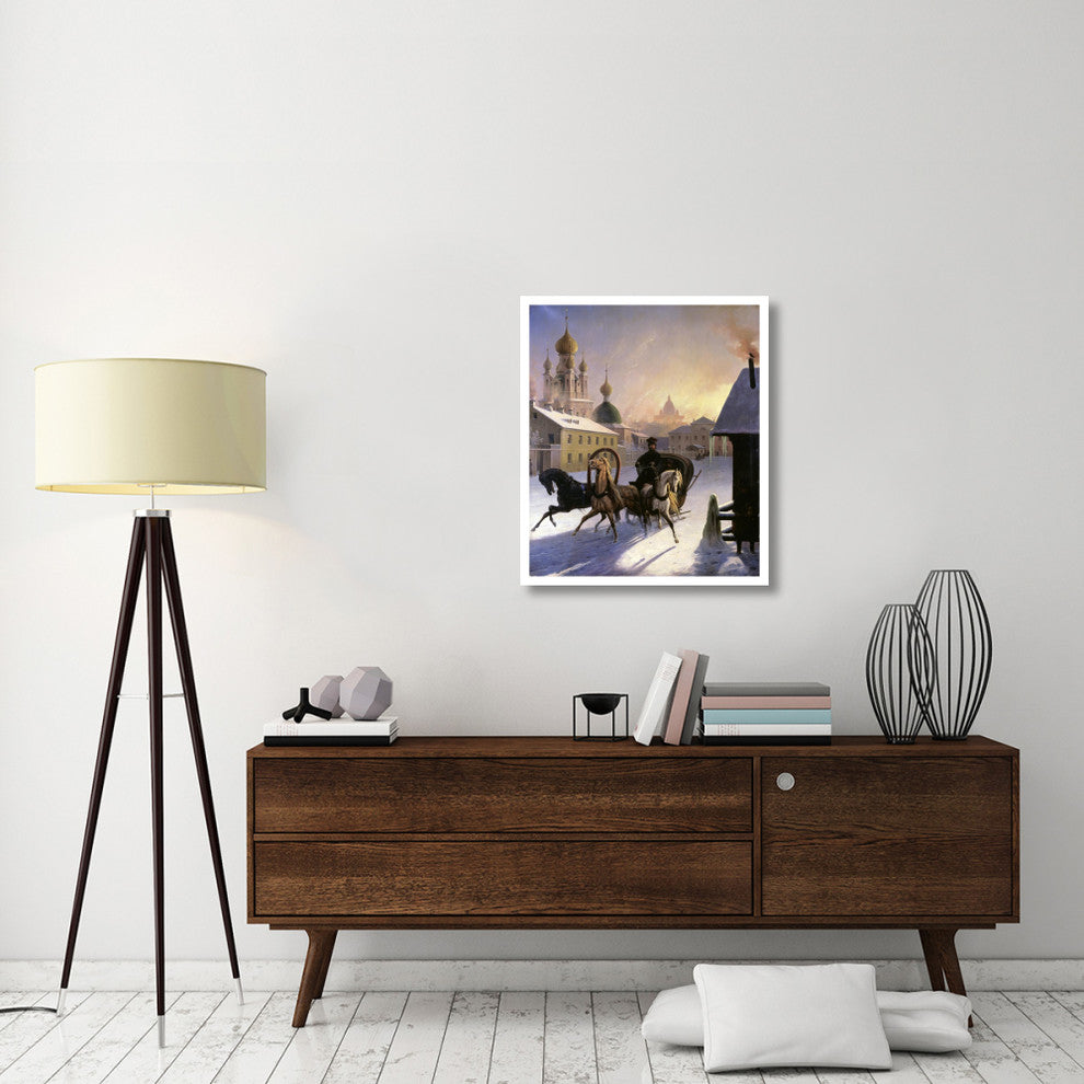 "Troika on St. Petersburg Street" Print by Carl von Hampeln, 27"x32"