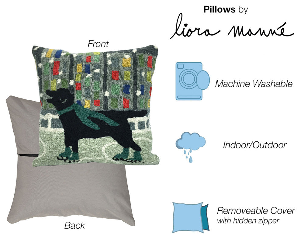 Frontporch Holiday Ice Dog Pillow, 18" Square, Green