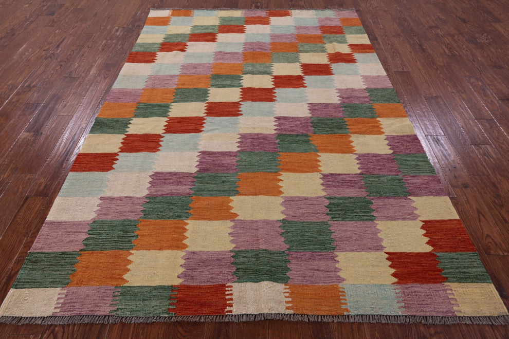 6' 10" X 9' 6" Wool On Wool Flat Weave Kilim Rug - Q12598