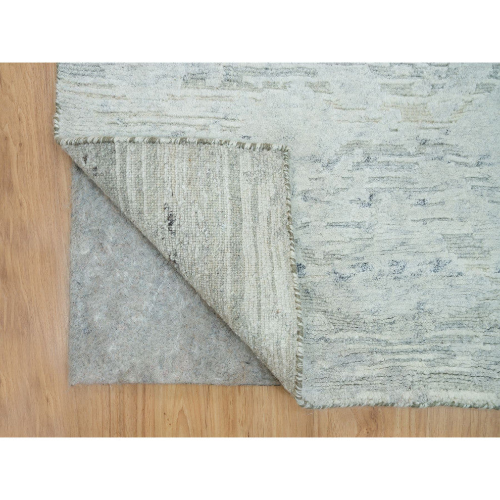 Gray Modern Design Hand Spun Undyed Natural Wool Hand Knotted Rug 2'7"x22'