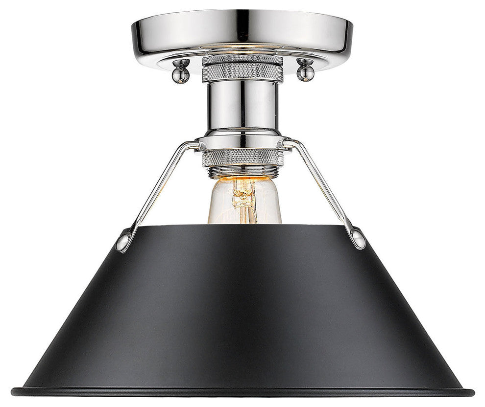 Golden Lighting 3306-FM CH Orwell 10"W Semi-Flush Ceiling Fixture - Chrome with