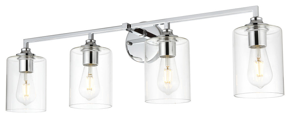 4 Light Chrome And Clear Bath Sconce