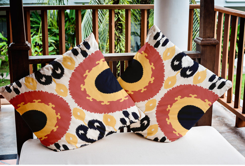 Boho Indoor/Outdoor Throw Pillow, Yellow, 16x16"