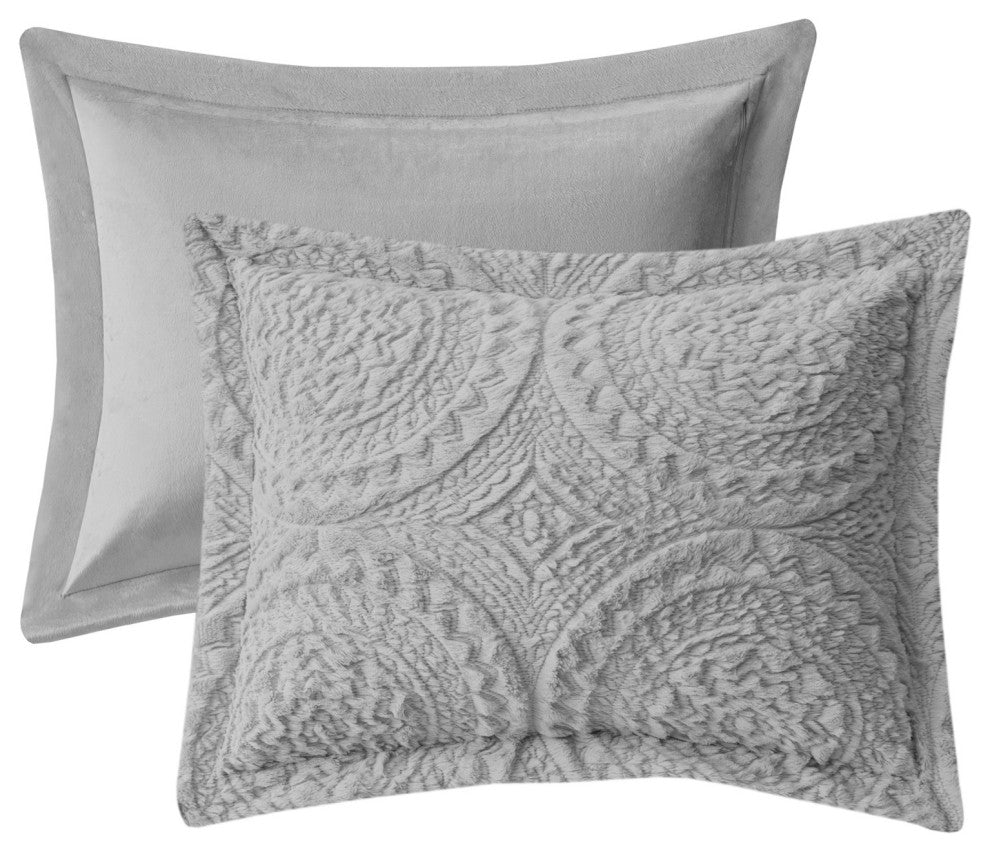 Madison Park Arya Medallion Faux Fur Plush Comforter Mini Set
