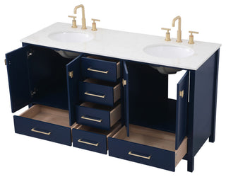 Blue 60" Double Sink Bathroom Vanity